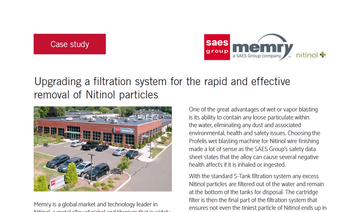 Memry Corp.: Upgrading a filtration system to quickly capture Nitinol particles